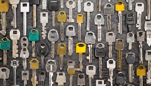 Symbol, many different front door keys, key, AI-generated, AI-generated, AI generated