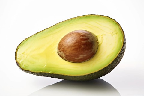 Halved avocado on white background. KI generiert, generiert AI generated
