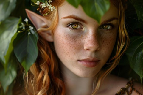Beautiful elf woman with elven ears. KI generiert, generiert, AI generated