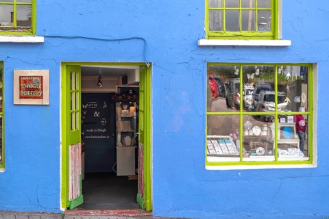 House facade in blue, Dingle, Dingle Peninsula, County Kerry, Republic of Ireland