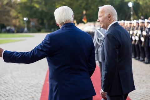 Joe Biden (46th President of the United States) is received with military honours by Federal