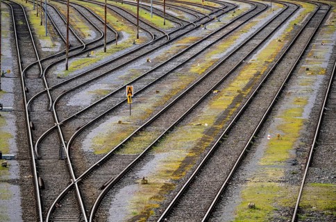 Track systems, shunting tracks, sidings, branches, the Mülheim-Styrum marshalling yard, on the