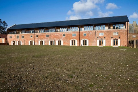 Luxury housing development of Iken View in former industrial buildings at Snape Maltings, Suffolk,
