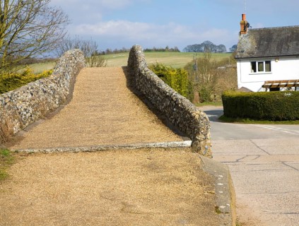 Medieval packhorse bridge at Moulton, Suffolk, England, United Kingdom, Europe