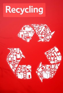 Large red recycling poster