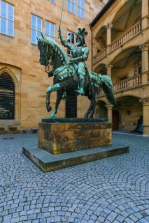 Equestrian statue of Count Eberhard im Bart, Eberhard I, Duke, bronze statue, public art, large