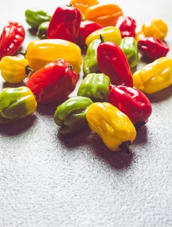 Habanero pepper, color mix, raw, vegetable, top view, no people