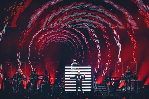 Neil Tennant (singer) and Chris Lowe (keyboarder) of the Pet Shop Boys live on Dreamworld: The