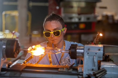 Detroit, Michigan, Artists create glass and other artworks at the Michigan Glass Project's annual