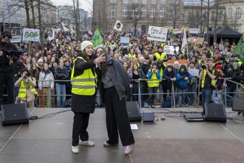 Luisa Neubauer, climate activist at Fridays for Future, together with Samira Ghandour, recorded