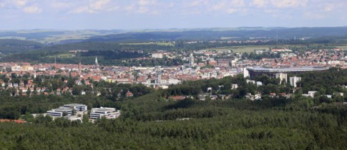 Panoramic view of Kaiserslautern photographed from the Humberg tower