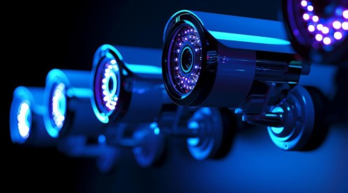 CCTV security safety camera provides surveillance, privacy and protection to business warehouse, AI