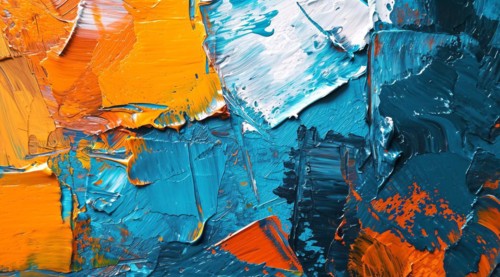 Abstract, painted paint brushes from the oil painting artwork, AI generated