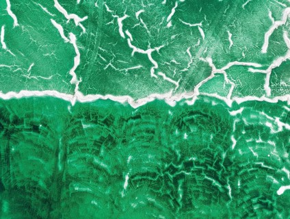 Detail of a toxic phosphogypsum waste pond in the vicinity of the town of Huelva. Aerial view.