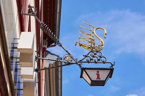 Historic nose sign of a pharmacy at the Pharmacy Museum in Bad Münstereifel, Eifel, Euskirchen