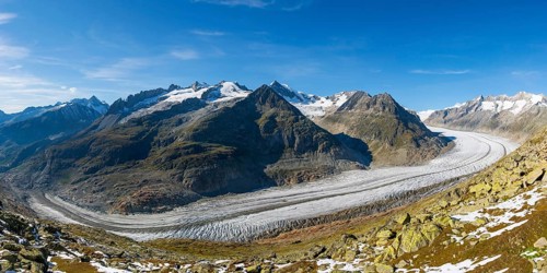 Aletsch glacier, glacier tongue, panorama, climate change, decline, global warming, ice, global
