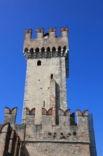Keep of the Scaligero Castle, Castello Scaligero, in Sirmione, moated castle on the southern shore