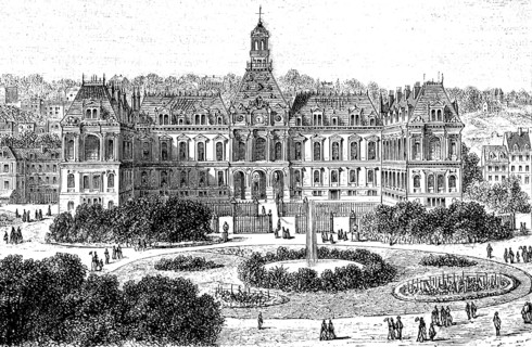 The town house in Le Havre, Normandy, France, in 1850, Historical, digital reproduction of an