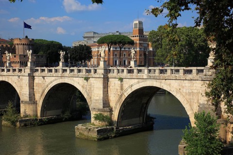 The Angel's Bridge, Ponte Sant'Angelo, over the Tiber in, Rome, Italy, Europe