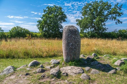 The Karlevi stone is a rune stone and part of a burial site, probably from the Viking Age around