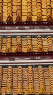 Roof decoration on the Uposatha Hall, Ubosot, the roof is staggered in three tiers and covered with