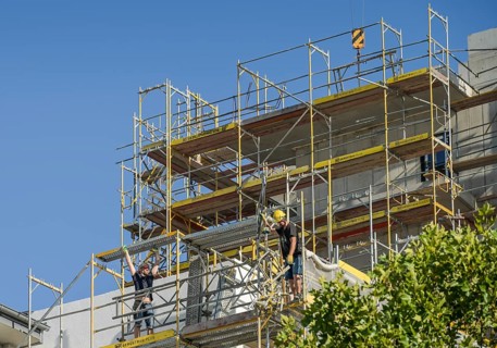 New building, scaffolding, construction site, Martin-Luther-Straße, Schöneberg,