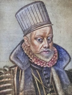 Philip II. 1527 to 1598 King of Spain 1556 to 1598 Felipe II. Rey de Espana. From Das Evangelium in