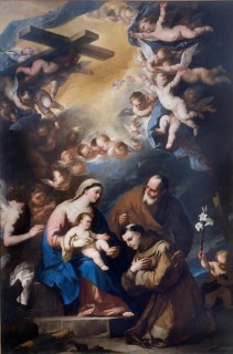 The Holy Family Venerated By St. Anthony of Padua (1664), painting by Luca Giordano (Italian,