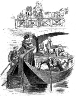 Spree boatman, family travelling with a Spree barge, Germany, 1880, Historical, digital
