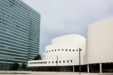 Schauspielhaus and Dreischeibenhaus, Düsseldorf, Rhineland, North Rhine-Westphalia, Germany, Europe