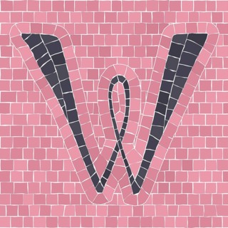 Mosaic tiles letter W. EPS 10 editable flat design vector seamless horizontal pattern