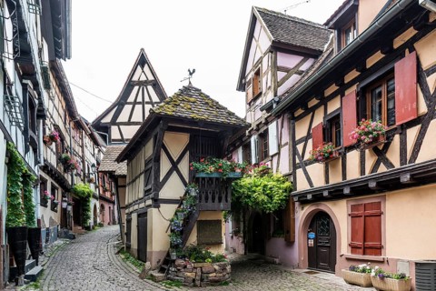 Medieval village and colourful half-timbered houses, Eguisheim, Plus beaux villages de France,