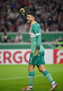Goalkeeper Fabian Bredlow VfB Stuttgart (01) Gesture Gesture Cheering, MHPArena, MHP Arena