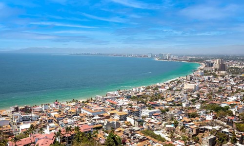 Scenic Mirador Cerro La Cruz Lookout with panoramic views of Puerto Vallarta and famous shoreline