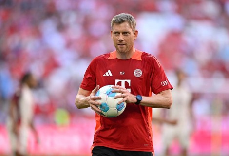 Goalkeeper coach Michael Rechner FC Bayern Munich with ball, FCB Allianz Arena, Munich, Bavaria,