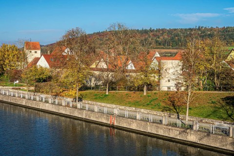 Main-Donau Kanal, historic center of Berching, Bavaria, Germany, Europe