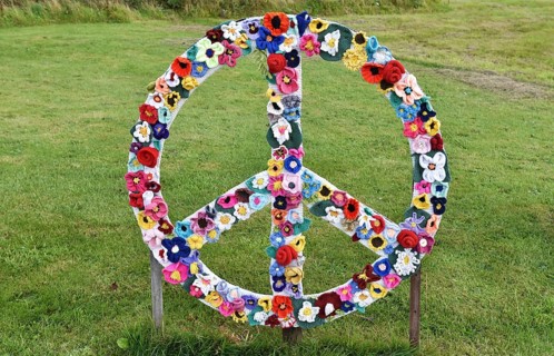 Peace symbol, with flowers in Denmark