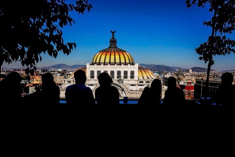 Landmark Palace of Fine Arts (Palacio de Bellas Artes) in Alameda Central Park near Mexico City