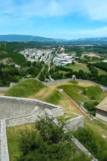 Sisteron. View of the activity zone from the Citadel, Alpes-de-Haute-Provence. Provence-Alpes-Côte