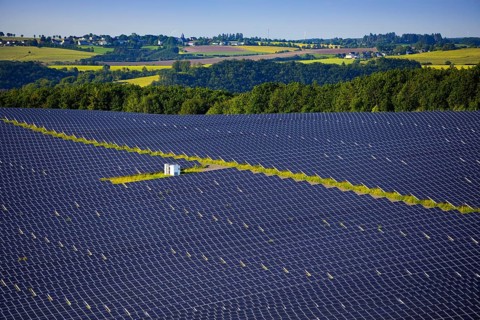 Large ground-mounted photovoltaic system, solar park in the Southern Eifel nature park Park,