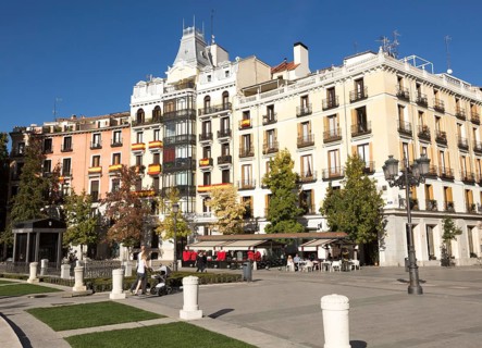 Historic apartments in Plaza de Oriente, Madrid, Spain, Europe