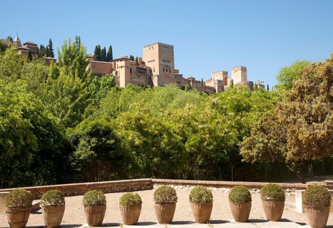 View from the Albaicin district, Granada, Spain over to the Alhambra