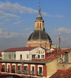 Rooftops in La Latina barrio, Madrid city centre, Spain dome of Real Iglesia San Andrés Apóstol