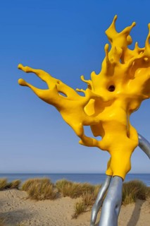 Sculpture Olnetop by Belgian artist Nick Ervinck in the dunes at seaside resort Westende,