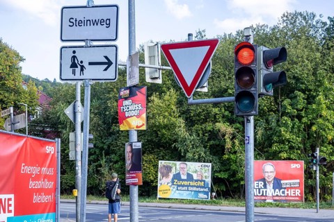 State election in Thuringia. Days after the election, election posters for the Alternative for