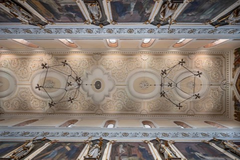 Vaulted ceiling in the Minster of Our Lady, Villingen-Schwenningen, Baden-Württemberg, Germany,