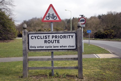 Cycle Priority Route scheme Martlesham, Suffolk, England, UK