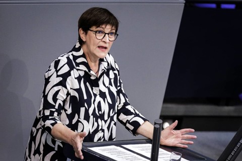 Saskia Esken, SPD, Member of the Bundestag, delivers a speech on agenda item 7 Amendment to the