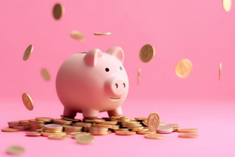 Concept of financial investment and saving money and bitcoins in piggy bank, AI generated