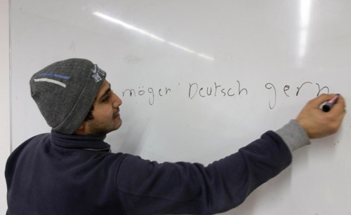 German course for refugees, 25 November 2015, Königs Wusterhausen, Brandenburg, Germany, Europe